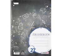 LANDRÉ Bloc de 100050063 College - Sans Chlore 70 g/m², A4 +, 9 mm, bord des 2 Côtés, lin 37 ligné 80 feuilles