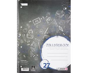 LANDRÉ Bloc de 100050063 College - Sans Chlore 70 g/m², A4 +, 9 mm, bord des 2 Côtés, lin 37 ligné 80 feuilles