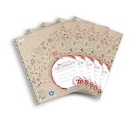 LANDRE Lot de 5 Cahiers A4 quadrillés recyclés 160 pages linéature 28