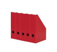 Landre Lot de 5 range-revues A4 en carton solide - 7 cm de large - Rouge