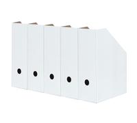 Landre Lot de 5 range-revues A4 en carton solide de 10,5 cm de large - Blanc