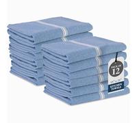 LANE LINEN Lot de 12 torchons de cuisine 100 % pur coton, super absorbants, doux et durables, 35,6 x 63,5 cm, indigo