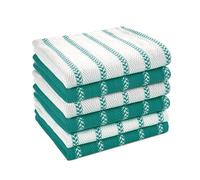 LANE LINEN Lot de 6 torchons de cuisine 100 % coton ultra doux, absorbants, séchage rapide, à tissage multiple, à chevrons, 30,5 x 30,5 cm, bleu paon