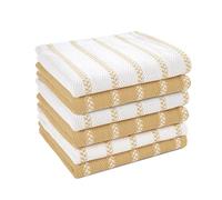 LANE LINEN Lot de 6 torchons de cuisine 100 % coton ultra doux, absorbants, séchage rapide, torchons à chevrons multitissés, 33 x 33 cm, beige