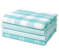 LANE LINEN Lot de 8 torchons de cuisine 100 % coton ultra doux, absorbants, séchage rapide, multitissus, 33 x 71 cm, turquoise