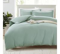 LANE LINEN Parure de lit 3 pièces 100 % coton bio pour très grand lit, bleu froid, tissu doux et respirant, comprend 1 housse de couette 230 x 220 cm et 2 taies d'oreiller, couette non incluse