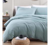 LANE LINEN Parure de lit 4 pièces pour lit super king size - Housse de couette, drap-housse et taie d'oreiller en microfibre pré-lavée, confortable et durable (bleu français)
