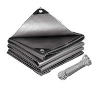 Laneetal Bâche de Protection 5x5m, 280g/m²² PE, Étanche pour Meubles de Jardin, Voiture, Piscine, Bateaux, Corde de 26m Gris