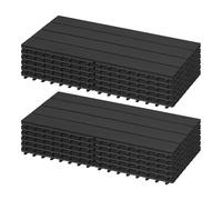 Laneetal Dalle de Terrasse WPC Emboîtable, Lot de 12 Carreaux de Sol Extérieur à Clipser pour Patio, Terrasse, Balcon, Piscine, 30x60 cm, Anthracite