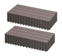 Laneetal Dalle de Terrasse WPC Emboîtable, Lot de 12 Carreaux de Sol Extérieur à Clipser pour Patio, Terrasse, Balcon, Piscine, 30x60 cm, Brun