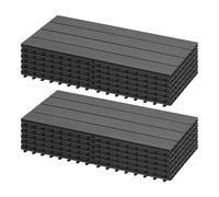 Laneetal Dalle de Terrasse WPC Emboîtable, Lot de 12 Carreaux de Sol Extérieur à Clipser pour Patio, Terrasse, Balcon, Piscine, 30x60 cm, Gris