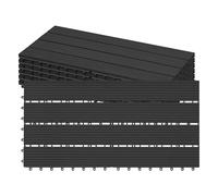 Laneetal Dalle de Terrasse WPC Emboîtable, Lot de 6 Carreaux de Sol Extérieur à Clipser pour Patio, Terrasse, Balcon, Piscine, 30x60 cm, Anthracite