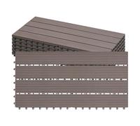 Laneetal Dalle de Terrasse WPC Emboîtable, Lot de 6 Carreaux de Sol Extérieur à Clipser pour Patio, Terrasse, Balcon, Piscine, 30x60 cm, Brun