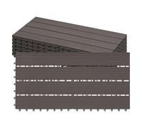 Laneetal Dalle de Terrasse WPC Emboîtable, Lot de 6 Carreaux de Sol Extérieur à Clipser pour Patio, Terrasse, Balcon, Piscine, 30x60 cm, Café