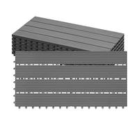 Laneetal Dalle de Terrasse WPC Emboîtable, Lot de 6 Carreaux de Sol Extérieur à Clipser pour Patio, Terrasse, Balcon, Piscine, 30x60 cm, Gris Clair