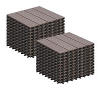 Laneetal Lot de 22 Carreaux de Terrasse à Lattes en WPC, Dalle de Terrasse Clipsable en Composite à Emboîtement, pour Jardin, Patio, Balcon, 30x30cm, Brun