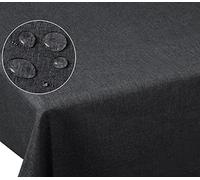 Laneetal Nappe Rectangulaire, Nappe Anti Taches, en Polyester, Aspect en Effet Lin, Imperméable, Lavable, Effet Déperlant, Protection et Décoration de Table, 130x160 cm, Gris