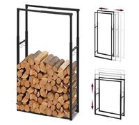 Laneetal Range-Bûches Extérieur et Intérieur, 9 Tailles Réglables, Noir | Rangement Bois, Porte-Bûches de Cheminée, Métal, Capacité de Charge 100 kg