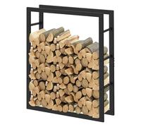 Laneetal Range Bûches Vertical, 100x80x25 cm, Métal, Noir | Rangement Bois, Étagère pour Bois de Cheminée Intérieur Extérieur