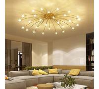 Lanekd Led avec Décor étoile Salon Plafonnier Star Design Chambre Lampes de Plafond La Chambre des Enfants Lustres Verre Abat-jour Pour Cuisine Restaurant Couloir D'or Lampes 28 Flamme Chaude Lumière