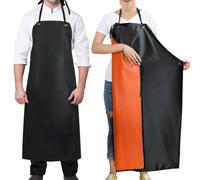 Lanfly Tabliers de chef imperméables de 117 cm - Noir - Résistant aux produits chimiques - Avec sangles réglables - Tablier de chef professionnel pour homme et femme - Pour la maison, le jardinage, le
