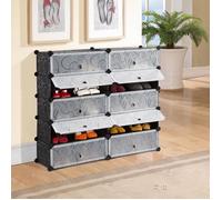 LANGRIA Meuble à Chaussures, DIY Range-chaussures modulaire 10 Couches avec Housse - 95 x 37 x 93 cm