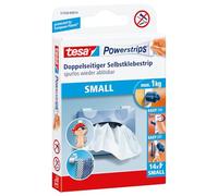Languette adhésive autocollante double face tesa Powerstrips SMALL pour la fixation d'objets, Blanc, Jusqu'à 1 kg, 12 bandes
