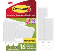 Languettes accroche tableaux moyen + grand modèle 16 paires (32) blanc fixation murale sans dommages
