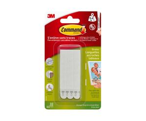 Languettes adhésives étroites Command 3M jusqu'à 5,4 kg - Blister de 4 x 2