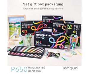 Languo Ensemble de stylos de peinture acrylique 6/36/48/54/72/90/144/216 couleurs, couleur précise 1,0 mm, stylos gel grande capacité, convient pour le dessin au trait, la coloration, le contourage et