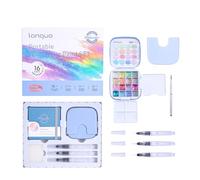 languo Mini Kit Aquarelle 16 Couleurs Perles Portable avec Palette | Carnet de croquis, pinceaux fins, accessoires complets, format créatif pratique pour peinture, dessin et loisirs créatifs
