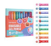 languo Stylos Gel Effaçables 0,6 mm, Pointe Fine, Rétractables, 10 Couleurs | Design diablotin mignon, encres assorties,écriture fluide, corrections propres, idéal dessin, écriture, journaling et agendas