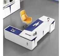 LANGWEI ,87in,Bureau De Direction en L, Grand Bureau Créatif pour Le Télétravail avec Tiroirs Et Armoire De Rangement, Mobilier Professionnel Moderne pour Le Travail Et Les Études