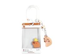 Lanière avec étui à cartes transparent, pochette pour cartes en forme d ' animal de dessin animé, bobine d ' insigne rétractable avec lanière de cou, pochette transparente, protection de documents