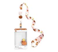 Lanière avec étui à cartes transparent, pochette pour cartes en forme d ' animal de dessin animé, bobine d ' insigne rétractable avec lanière de cou, pochette transparente, protection de documents