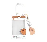 Lanière avec étui à cartes transparent, pochette pour cartes en forme d ' animal de dessin animé, bobine d ' insigne rétractable avec lanière de cou, pochette transparente, protection de documents