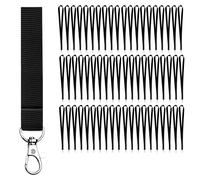 Lanière en polyester avec mousqueton métallique – 2 cm de large et 46 cm de long – Lanière de cou – Pour carte d'identité, clé USB, clés, carte mémoire USB (noir, 50 pièces)