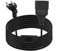 LANMINGLEL Câble d'extension Prise Euro 90 degrés avec Interrupteur, câble d'extension Prise Courte de Type C Prise Euro sur Type C Euro,2,5A 250V pour TV, Ordinateur, Moniteur, électroménager (4M)