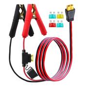 LANMINGLEL Pince alligator de batterie pour câble femelle XT60 avec fusible 20A, 14 AWG 12V-24V XT60 sur batterie pinces crocodiles, câble, pour panneau solaire, centrales électriques portables, etc