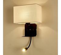 LANMOU Applique Murale Intérieure avec Flexible LED Liseuse, Applique de Chevet avec Port USB Applique et Étagère, Lampe Murale de Chambre à Coucher avec Abat Jour Tissu,White Light Reading Light,D