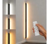 LANMOU Applique Murale Intérieure LED 120 cm, Angle, Réglable, Noir | LED 36W 2880 LM, 3 Températures, Télécommande, Aluminium, pour Aalon, Chambre, Couloir et Escalier