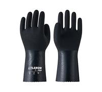 LANON Gants Nitrile Résistants Chimiques, Doublure Coton Noire, Taille L | Usage Intensif, Nettoyage Vaisselle, Imperméable, Respirant, Sans Latex, Durable, Antidérapant, Résistant Chimique et Huile