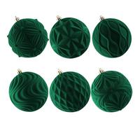 Lanpn 6 Pcs 10cm Grosse Boule de Noel en Velouté, Geante Boules Sapin Noël, Boule Grande Plastique Incassables avec Fil Suspension, Décoration de Arbre de Noël Pelouse Jardin Fêtes, Vert Foncé