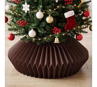 Lanpn Cache Pied de Sapin de Noël en Papier Pliable, Jupe de Sapin Style Panier Nid d'abeille, Alternative Moderne de Tapis de Sapin pour Arbres Artificiels (Marron Mat, 66-74cm DIAM.)