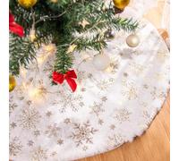 Lanpn Jupe de Sapin de Noël 150cm, Tapis de Sapin de Noel, Très Grande Flocon de Neige Doré Cache Pied, Couvre-Pied d'arbre pour Décoration Sapin Noel (Or, 150 cm)
