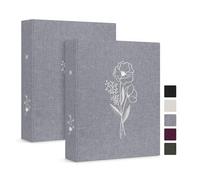 Lanpn Lot de 2 classeurs esthétiques A5 à 2 anneaux, couverture rigide en lin, petits anneaux ronds, porte-cartes, planificateur, pour papier A5, pour bureau, école, journal, collection (gris)