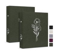 Lanpn Lot de 2 classeurs esthétiques A5 à 2 anneaux, couverture rigide en lin, petits anneaux ronds, porte-cartes, planificateur, pour papier A5, pour bureau, école, journal, collection (vert)