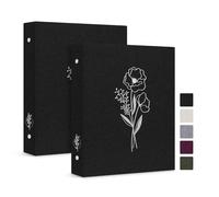 Lanpn Lot de 2 classeurs esthétiques A5 à 6 anneaux, couverture rigide en lin, petits anneaux ronds de 1,9 cm, porte-cartes photo, planificateur, pour papier A5, pour bureau, école, journal