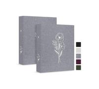 Lanpn Lot de 2 classeurs esthétiques A6 à 6 anneaux, couverture rigide en lin, petits anneaux ronds, porte-cartes, planificateur, pour papier A6, pour bureau, école, journal, collection (gris)