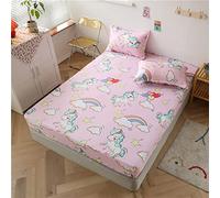 Lanqinglv Drap Housse 120 x 200 cm Rose Licornes - Enfants Filles Lot de 1 Drap Housse 120x200 1 Personne Bonnet 30 cm en Microfibre Élastique Housse de Matelas